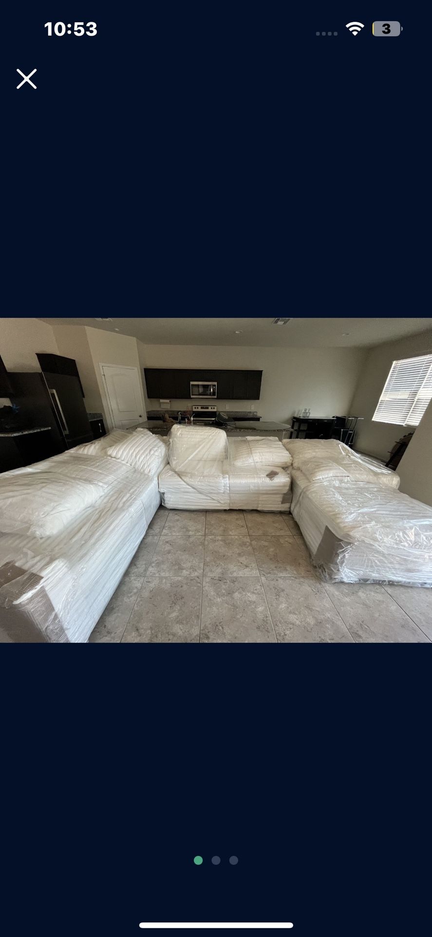 White Faux fur sectional Couch Brand New