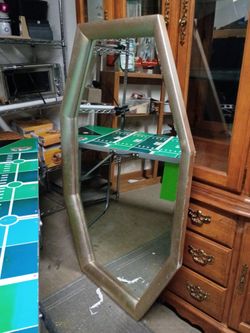 Large Hexagonal Wall Mirror Gold Frame
