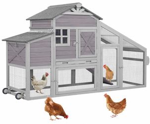 Air32 Wooden Chicken Coop with Wheels AIR32, Large Chicken Coop for 2-3 Chickens, 17.1ft²