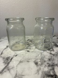 Set of 2 Small Clear Glass Jars