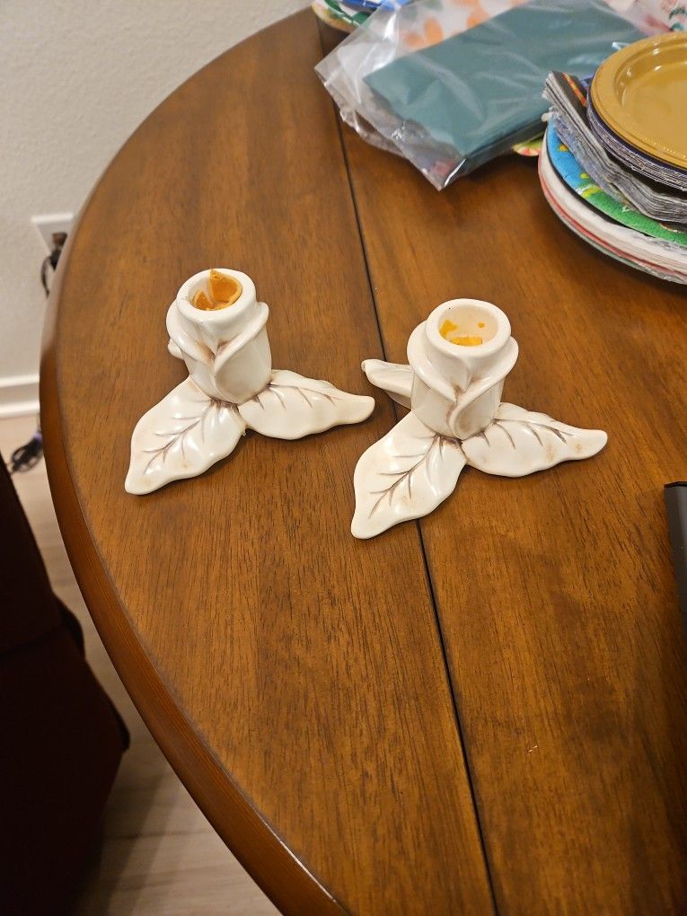 Red Wing Magnolia Mid Century Candle Holders