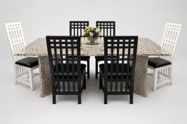 Beautiful 7-Piece solid Granite Dining Table Set