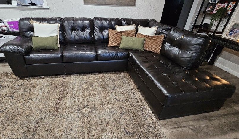 Dark Brown Faux Leather Sectional 