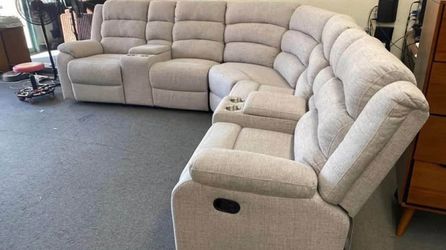 New Reclining Sectional. Beige Fabric. 126” X 116”. Free Delivery!