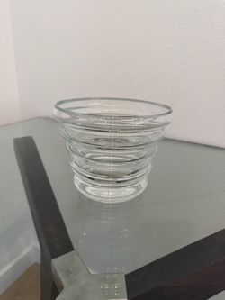 Vintage ® MMA Metropolitan Museum of Art Clear Sculptural Ringed Art Glass Vase