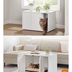 New white cat litter box enclosure functional furniture