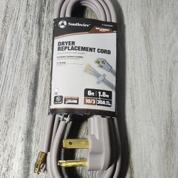 Southwire Dryer Power Cord - Built for Safe & Secure Dryer Connections - 3-Wire Design - Flat Right Angle Plug - Copper Conductors - 30 Amp - 6 Foot
