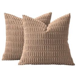 Set of 2 Tan Throw Pillow COVERS | 18” x 18” | Only Used for Staging