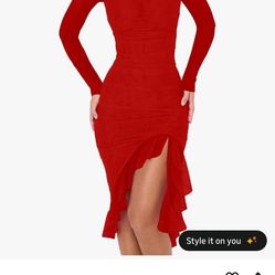 Woman’s Sexy Ruched Bodycon Midi Elegant Dress