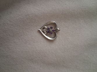 Sterling silver Amethyst Flower Heart Charm