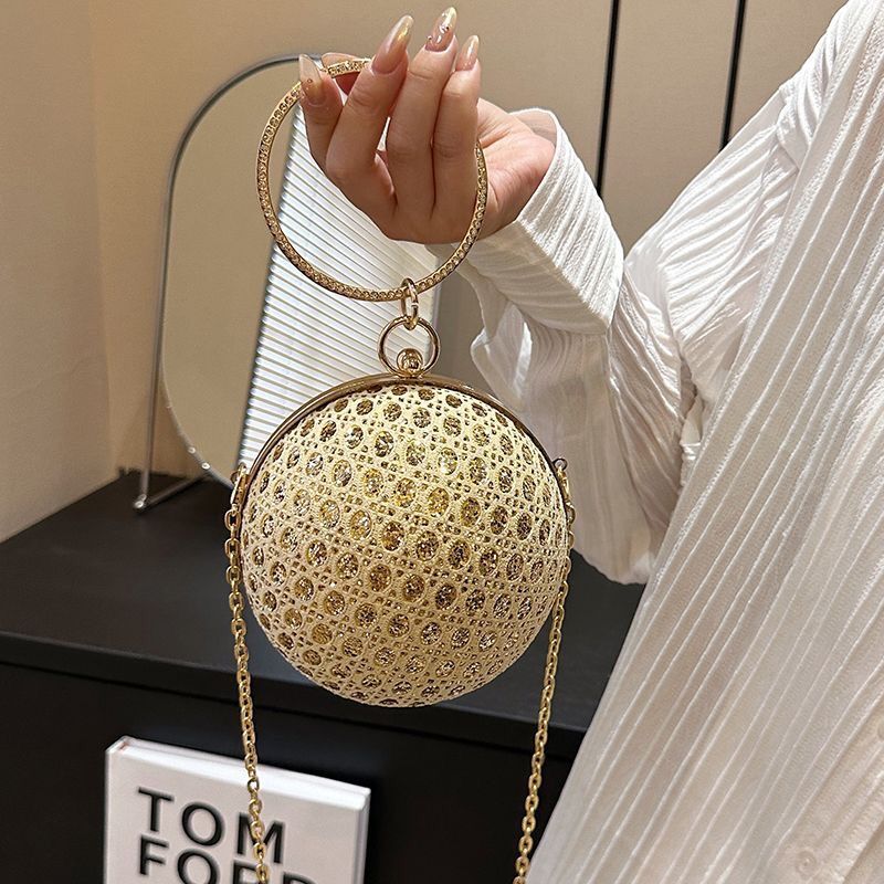 2023 new niche design round ball bag women's Korean high-end handbag cross-body single-shoulder chain dinner bag