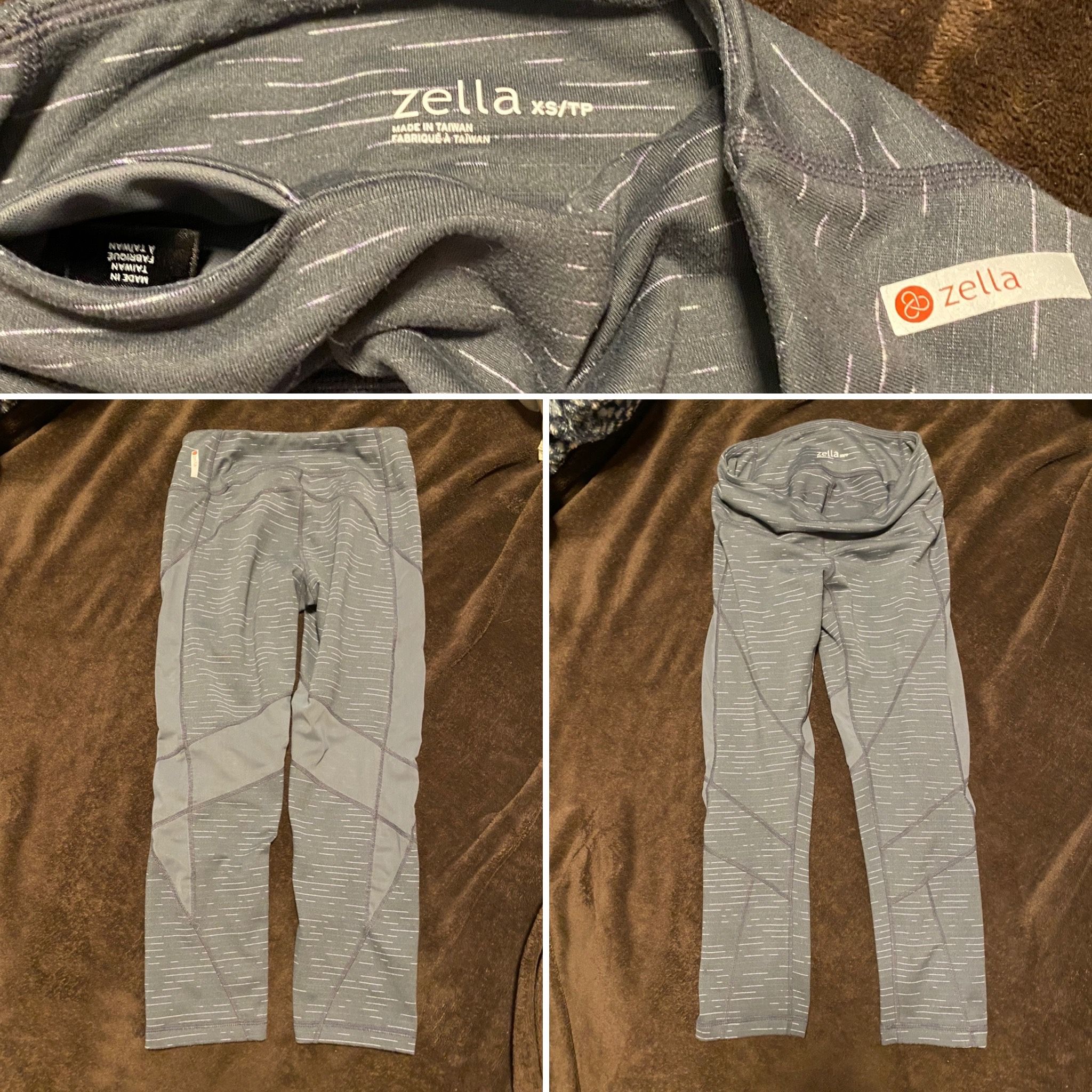 Zella XS Crop Grey Leggings Mesh Detail