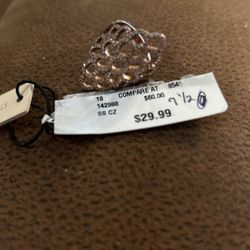 Sterling Silver Rose Gold Filigree Ring Size 7 1/2