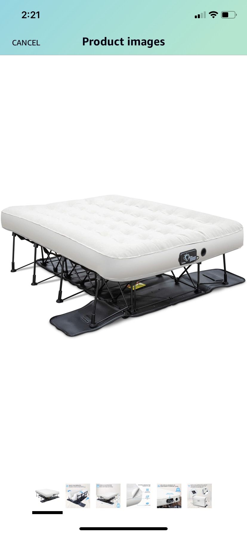 Ivation EZ-Bed (Full Size) Air Mattress with Frame & Rolling Case, Self Inflatable, Blow Up Bed Auto Shut-Off, Comfortable Surface AirBed, Best for Gu