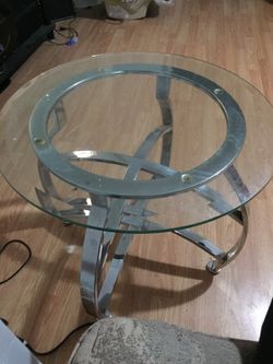 Corner glass table bottom steal top glass