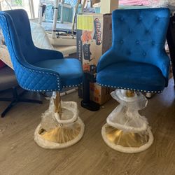 Swivel Adjustable Bar Stools Set of 2 Velvet Upholstered Counter Height Barstools with Back Modern Bar Chair with Golden Base Footrest for Kitchen Isl