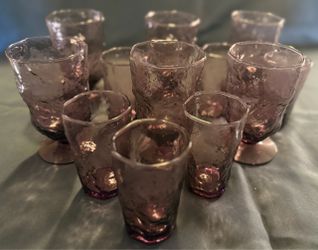 Vintage Amethyst Crinkle Glass Drinkware