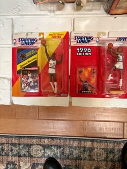 Piston’s Grant Hill & Nuggets Mutombo Sealed Figures with Cards. Get Both