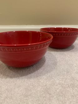 Red Ceramic Bowls Set of 2