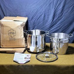 Princess House Heritage 18 Qt Stainless Steel Stockpot w/ Steaming Basket 