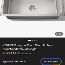 Kitchen Sink Kohler Duel Top/Bottom Single Sink