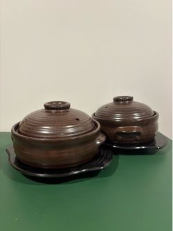 Cooking Korean Stone Bowl (Dolsot), Sizzling Hot Pot for Bibimbap and Soup - Premium Ceramic (Large with Lid | 44 Fl oz)