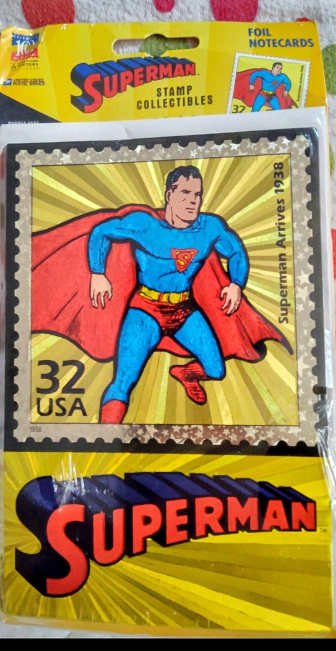 Vintage Superman USPS Sealed Foil Note cards