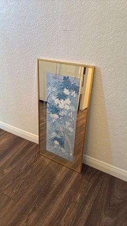 Vintage Oriental Asian Floral Garden Birds Print Mirror Made In USA Intercraft Industries
