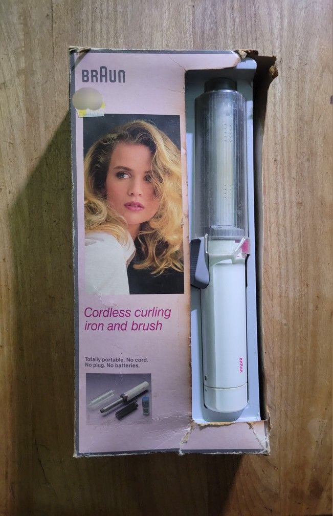 Vintage Braun Cordless Curling Iron & Brush