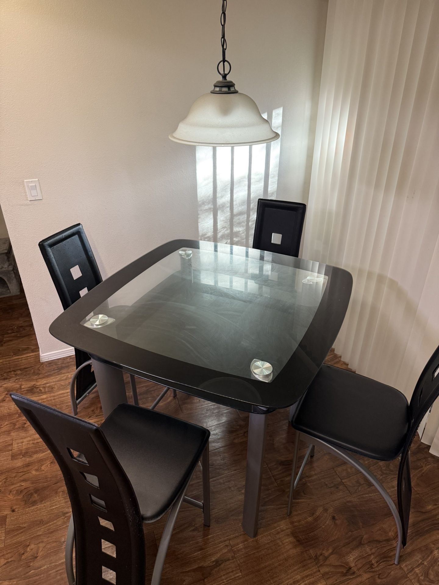 Square Glass Table W/ 4 Chairs