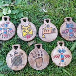 Vintage ceramic Native American themed windchime kit, app. 100 pieces