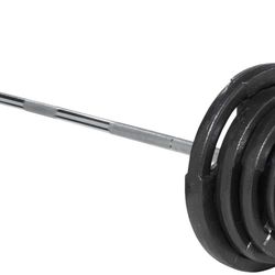 Fitness gear Olympic bar and weights 300lb total