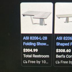 ASI Stainless Steel Folding Shower Seat-New