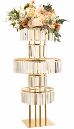 Gold Crystal Vases Centerpieces