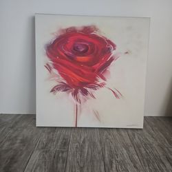 Oil On Canvas Painting - Red Rose