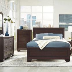 4 PC BEDROOM SET BRAND NEW IN BOX (MATTRESS AND CHEST SOLD SEPARATELY)