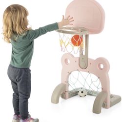 Basketball Hoop And Soccer Net 2 In 1 Sports Playset For Toddlers Kids Toy