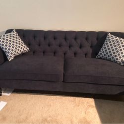 75” L Blue velvet Coach 