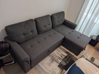 2-Piece Sectional Sofa w/ Storage Chaise and Pullout Bed