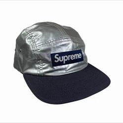Supreme Silver/ Navy Box Logo Hat