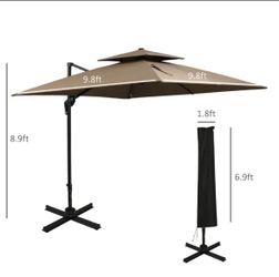 Outsunny 10ft Hanging Aluminum Cantilever Umbrella