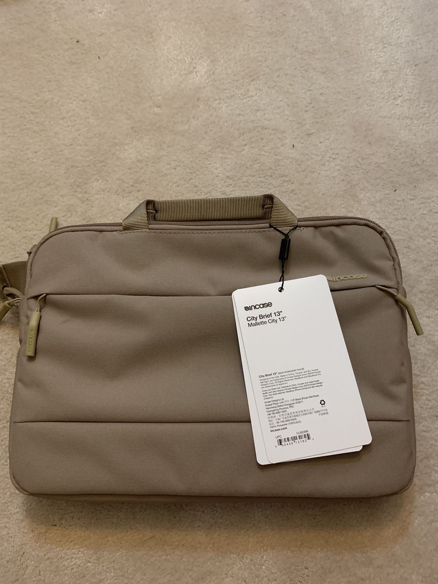 Brand new Incase 13 inch laptop bag khaki color