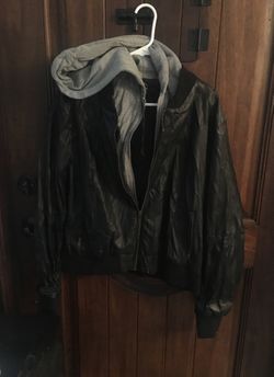 Black leather imitation with hoodie for the head black size 3X