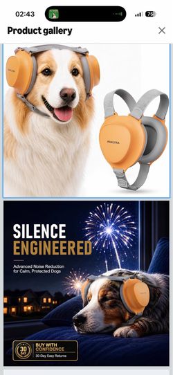 Premium Dog Ear Muffs Noise Protection, Up to 30dB NRR Noise Reduction, Noise Cancelling Headphones For Dogs, Buckle-Free Easy Wear for Thunder, Firew