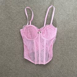 Pink Rose Crop top Corset, XXS
