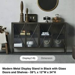 Modern Metal Display Stand With Glass Doors