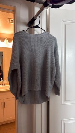 Gray Ribbed Knit Oversized Sweater