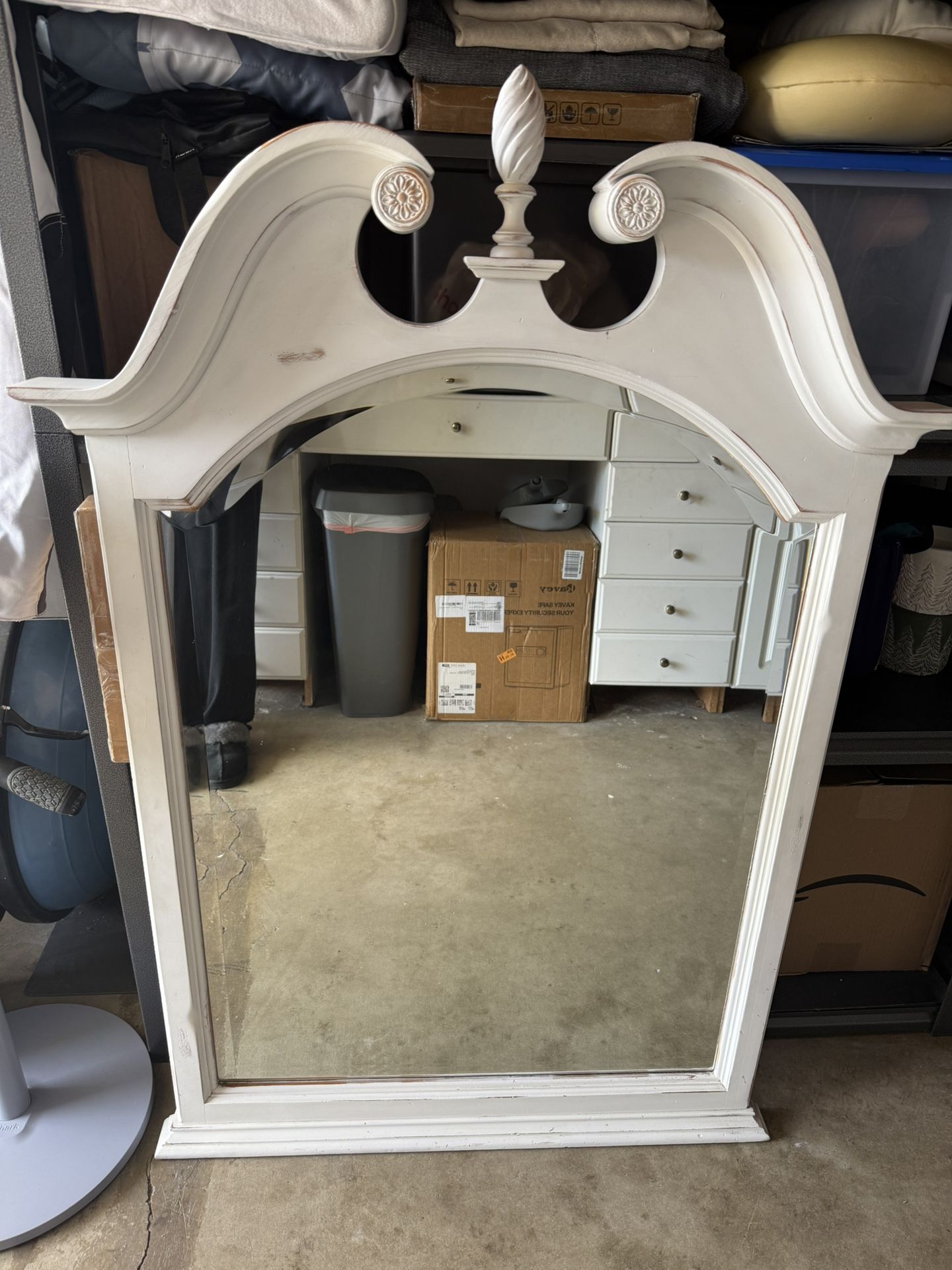 Shabby Chic Farmhouse White Wooden Bedroom Dresser Mirror 