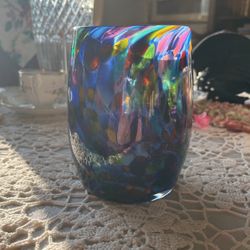 Hand blown cobalt blue glass vase