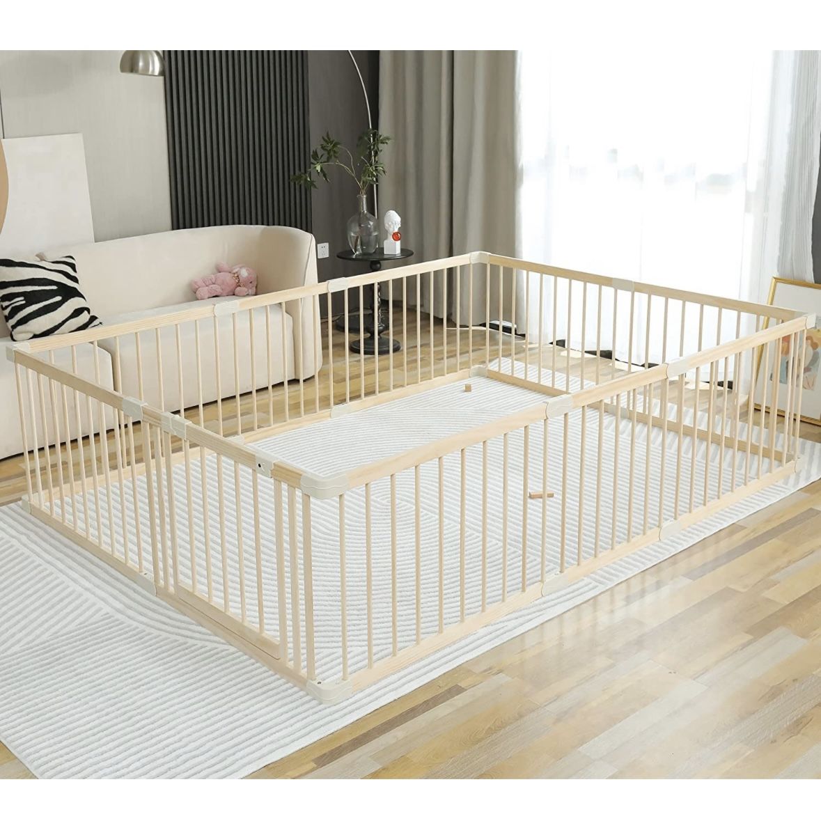 Conababy Baby Playpen Play Fence Gate Play Pen Wooden Large